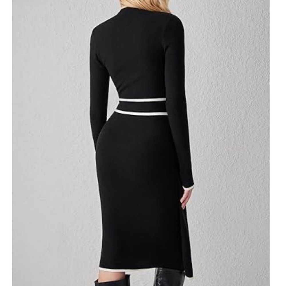 🆕Cider Knit Dress Long Sleeve Mock Turtleneck Bow Tie Wrap Dress - Picture 8 of 11